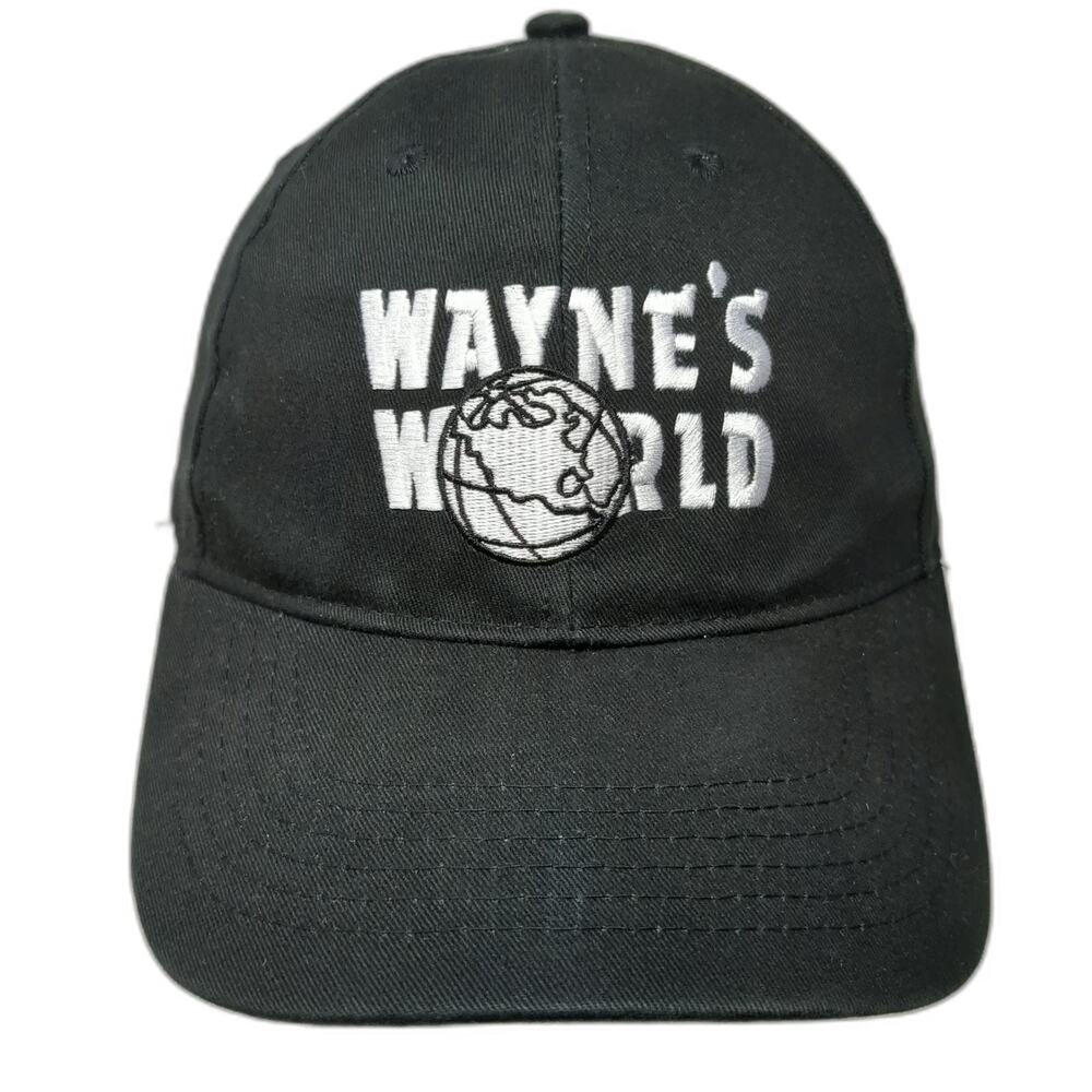 Snapback Black One Size Waynes World Globe Embroidery Movie Promo 6 Panel Hat